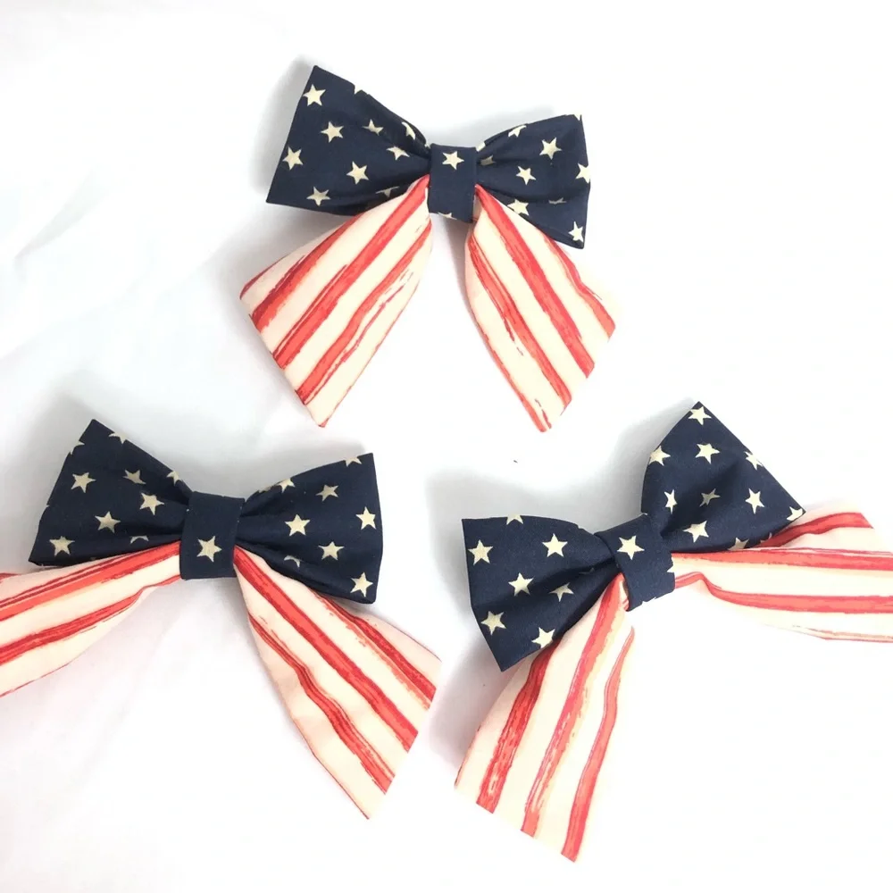 Handmade forth of July Sailor hair bows